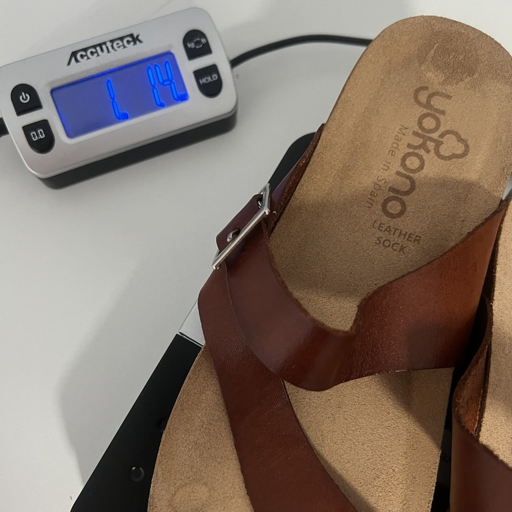 Yokono Comfort Sandals Womens 9 Brown Leather Toe Loop Spain Cork Buckle - Picture 10 of 10